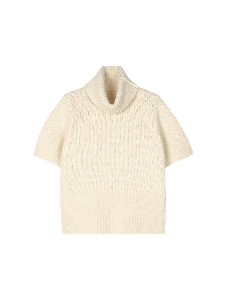Merino Boucle Short-Sleeve Turtleneck, view 9