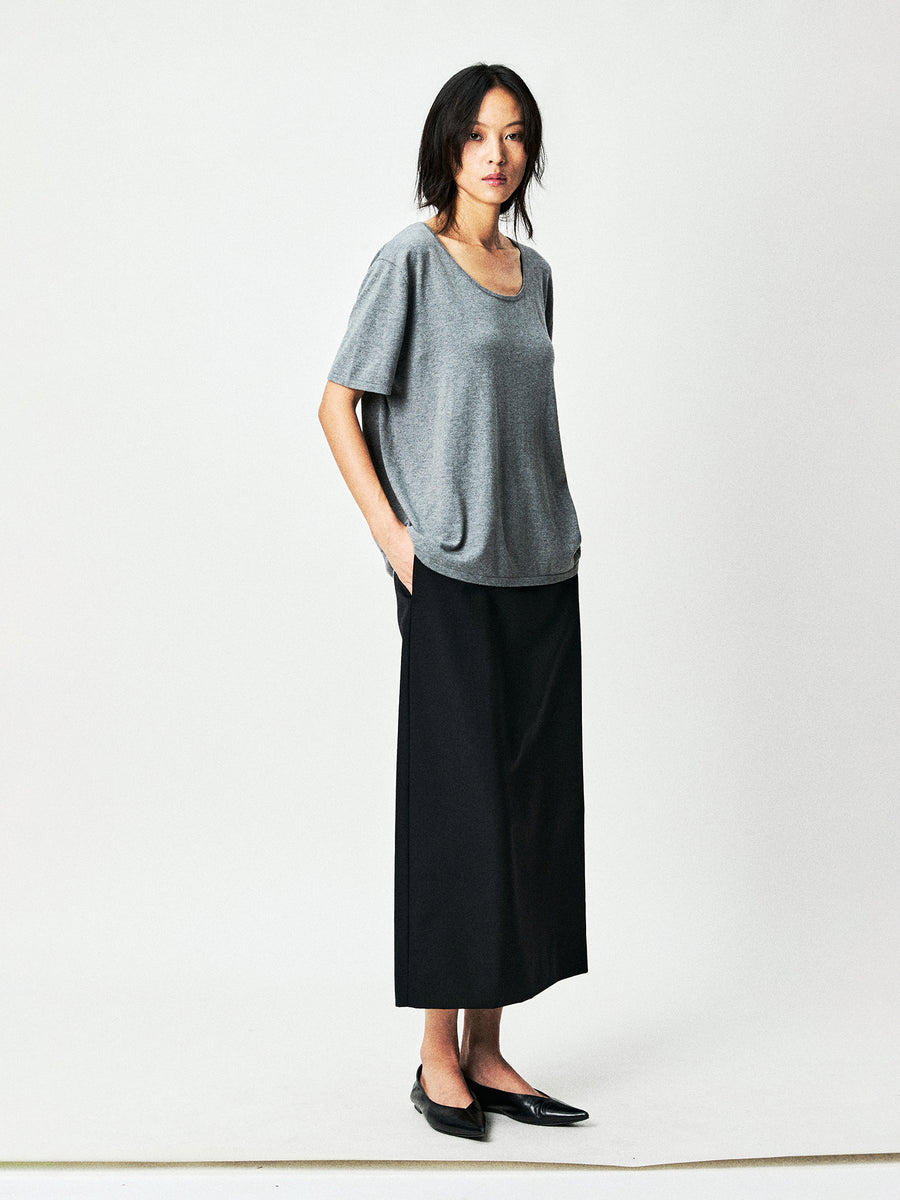 Silk Cotton Knit Short Sleeve Top