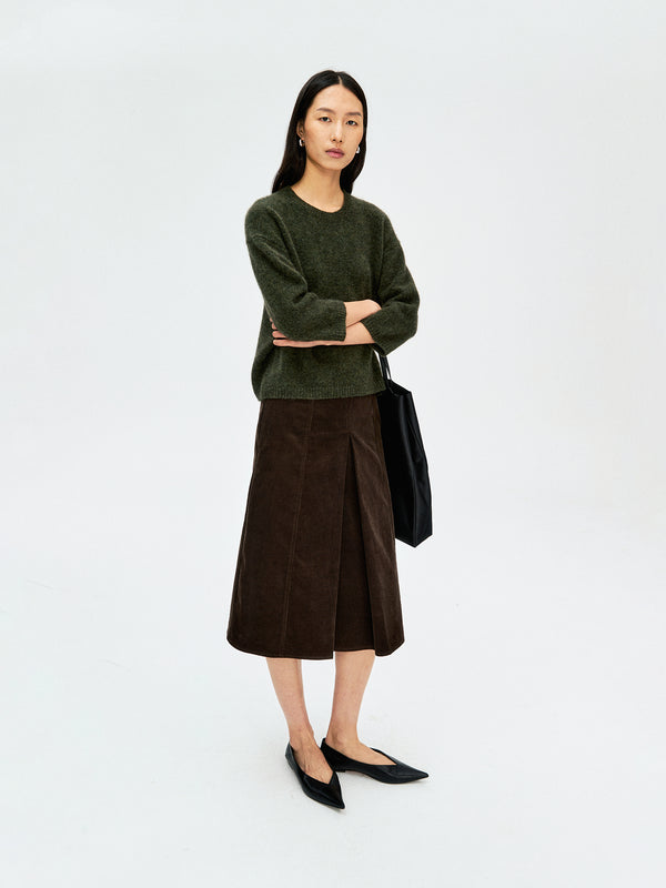 Melange Wool Cashmere Silk Pullover | Mid-Sleeve Lightweight Sweater | Soft Airy Blend | Women Knitwear | MRS Studios