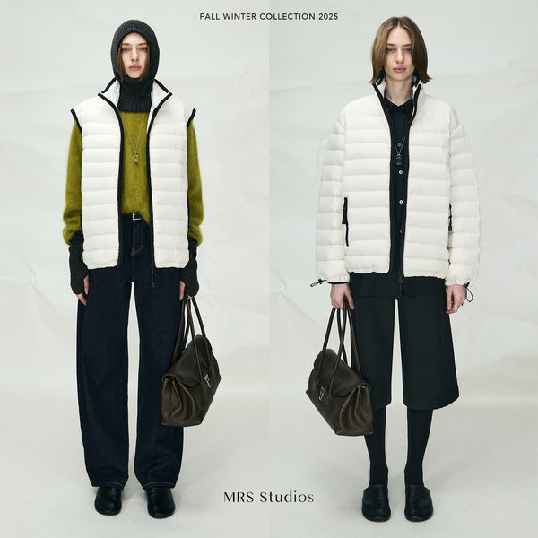 Lightweight 90% Goose Down Puffer Jacket & Vest | Horizontal Quilting | Water-Repellent Functional Fabric | MRS Studios