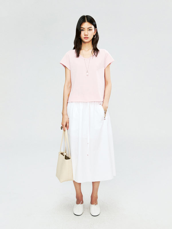 Japanese Omi-Sarashi Cotton A-Line Skirt | Drawstring Elastic Waist | Cotton Half-Lining and Shell Buttons | Women Skirt | MRS Studios