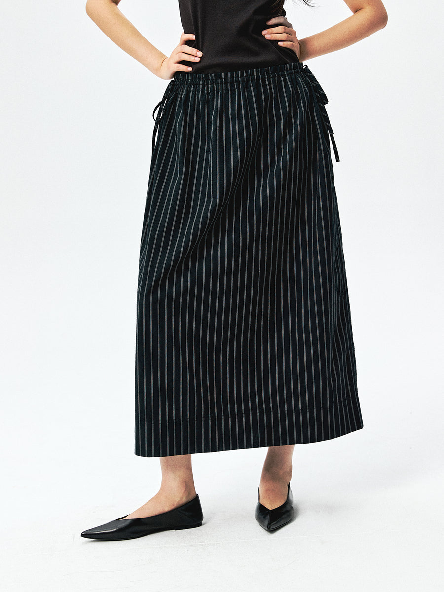Cotton Striped Maxi Skirt