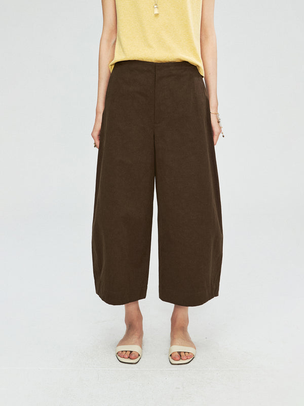 Pima Cotton Normandie Linen Cocoon Pants | Salt-Shrunk Crinkle Texture | Three-Panel Tapered Cocoon Cut | Women Trousers | MRS Studios