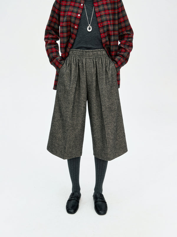 Vintage Wool Blend Trousers | Relaxed 7/10 Length | Elastic Waist | Casual Wide Straight Fit | MRS Studios