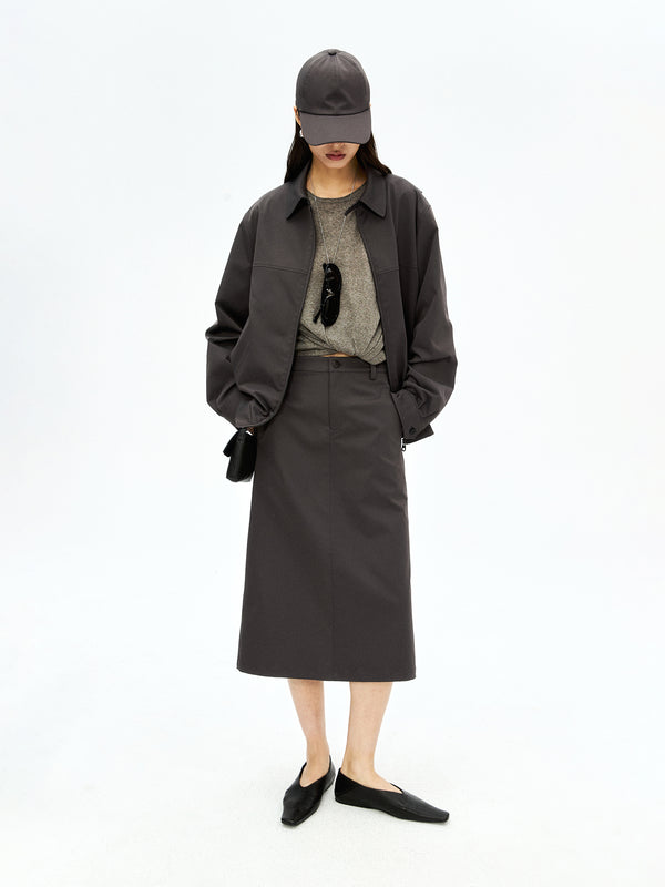 Anti-Wrinkle Harrington Jacket & Skirt Set | Cupro Lined | Coordinated Two-Piece | Women Set | MRS Studios