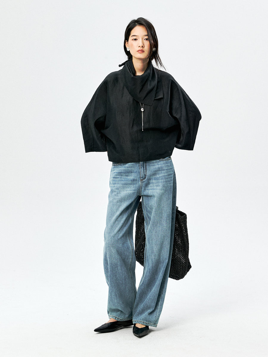 Linen Silk Blouse & Scarf, view 3