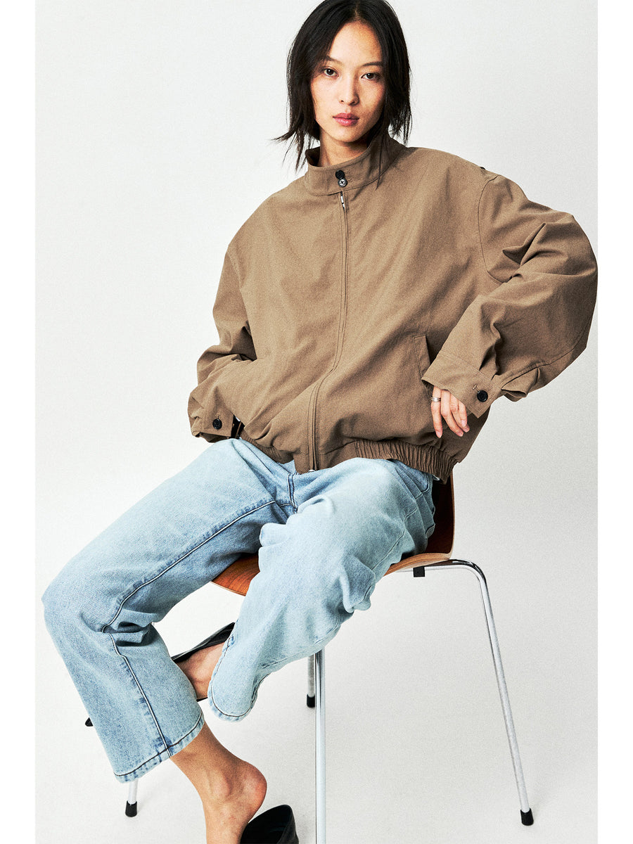 Oxford-Texture Harrington Jacket, view 6