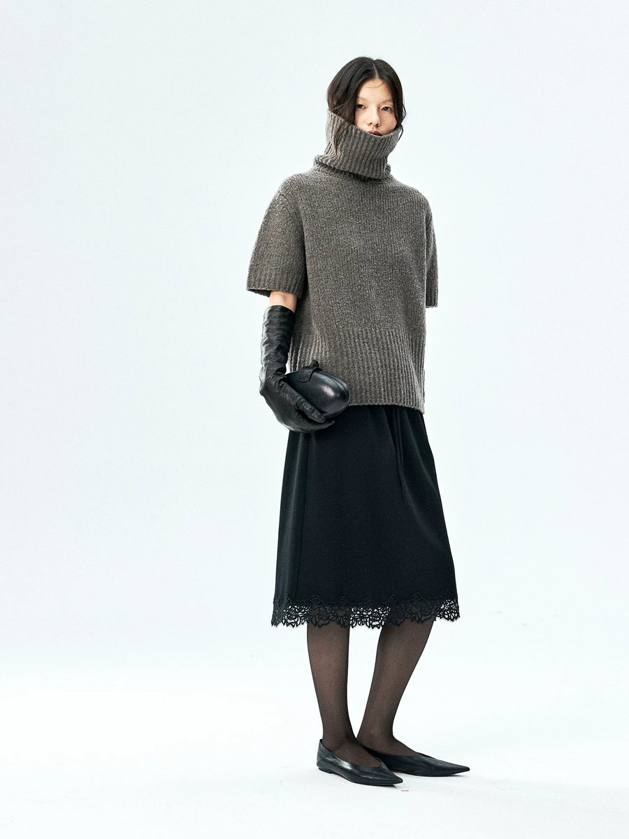 Merino Boucle Short-Sleeve Turtleneck, view 6