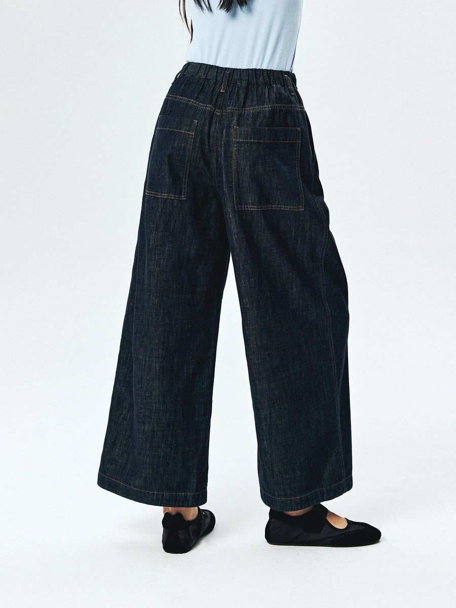 Raw Denim Wide-Leg Jeans, view 3
