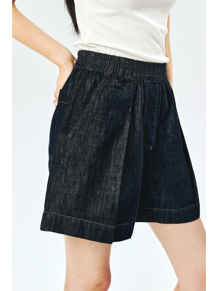 Cotton Denim Shorts, view 2