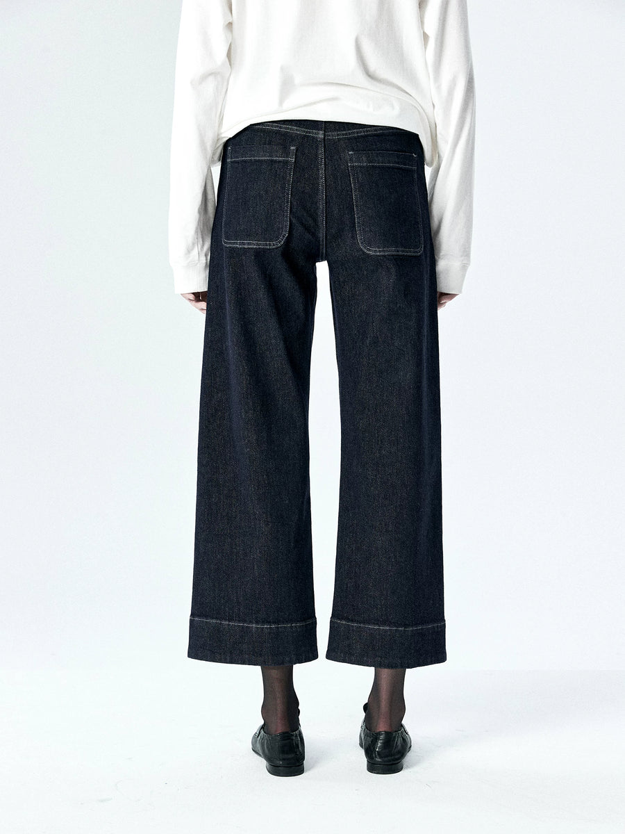 Reactive-Dyed Stretch Denim Straight Jeans, view 3
