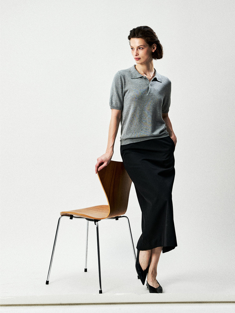 Consinee Lyocell Cashmere Knit Polo, view 2