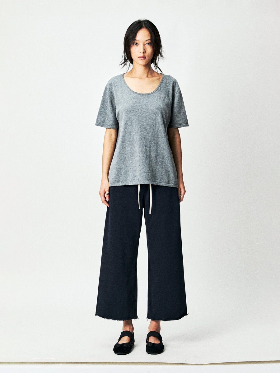 Silk Cotton Knit Short Sleeve Top, view 6