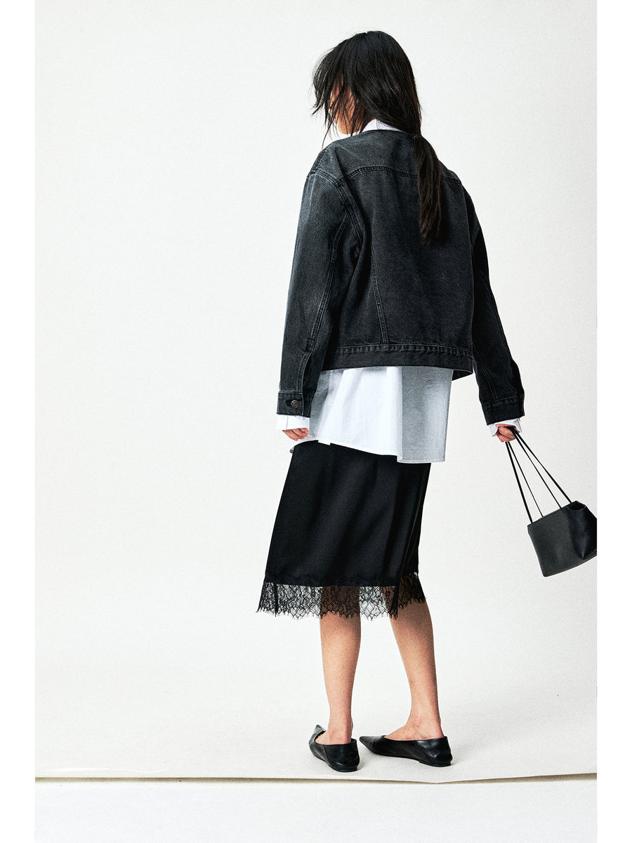 Japanese Triacetate Satin Lace Skirt, view 3