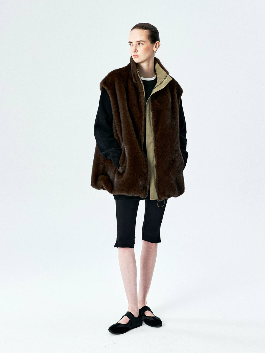 Reversible Faux Fur Utility Vest