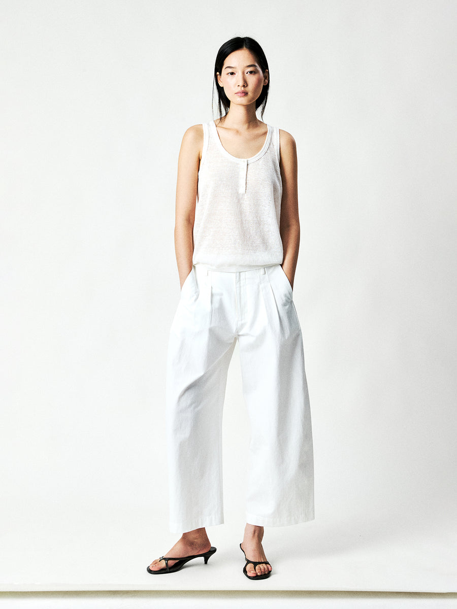 Linen Henley Tee & U-Neck Vest Set, view 5