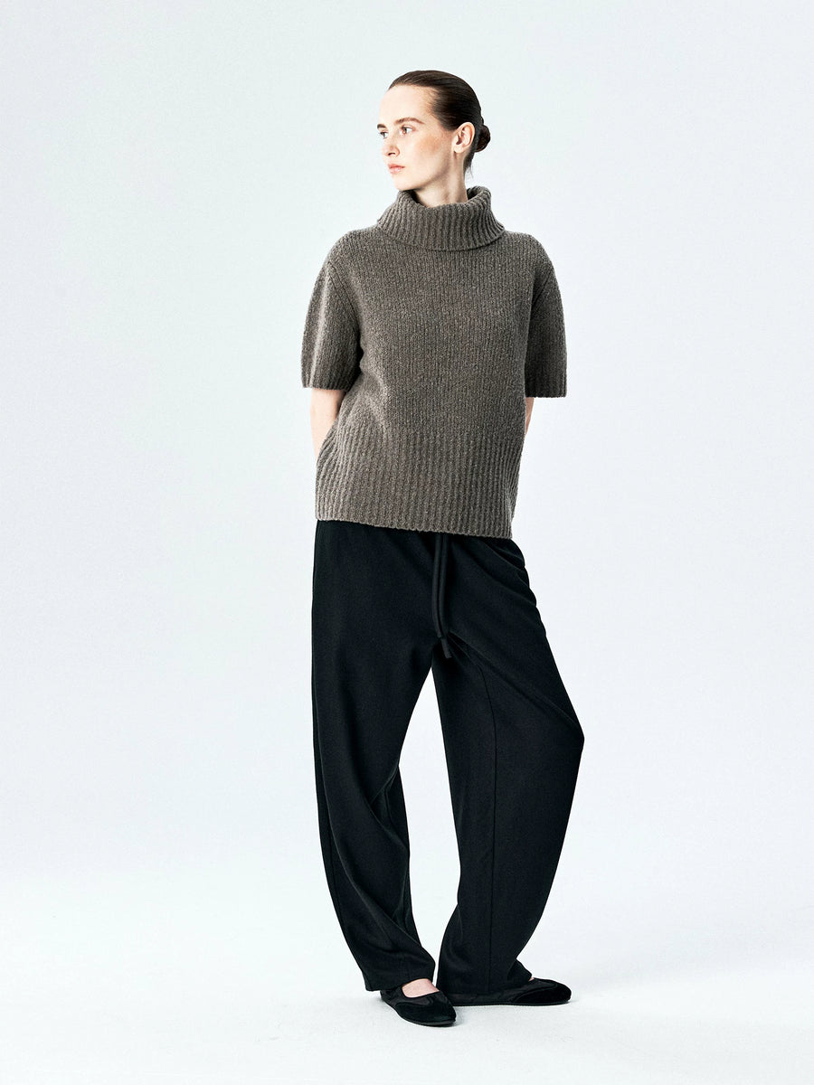 Merino Boucle Short-Sleeve Turtleneck, view 7