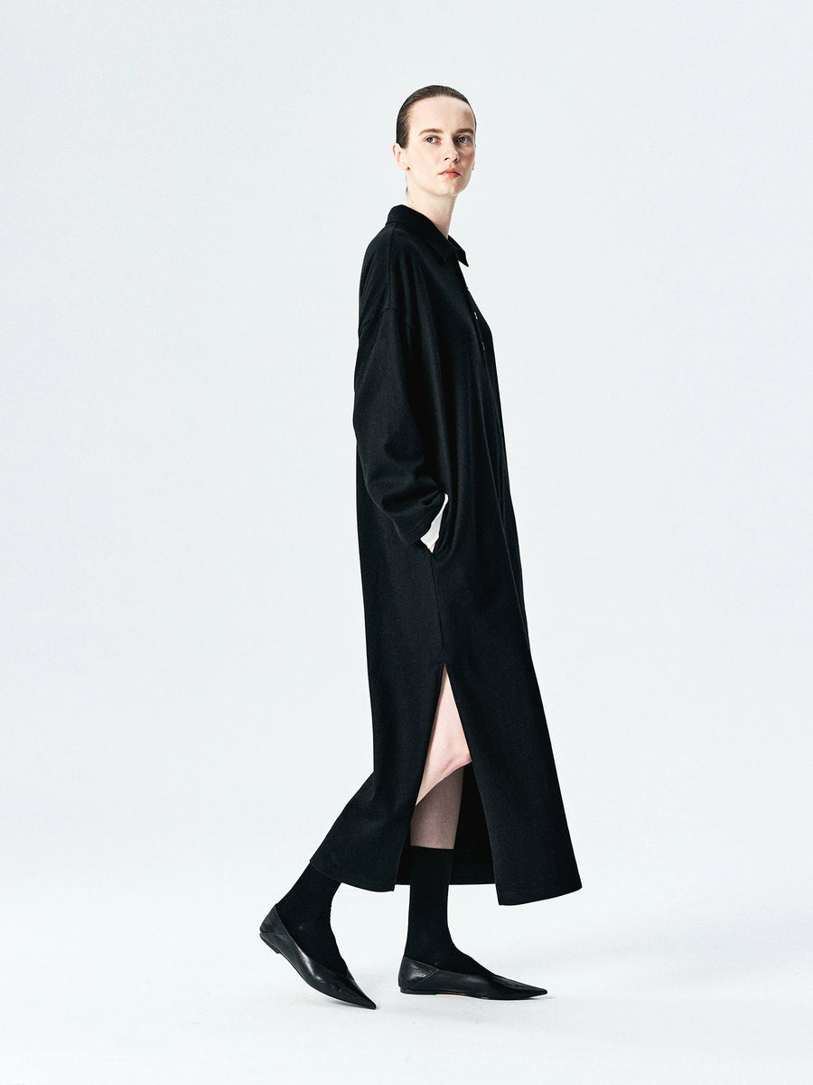 Superfine Merino Knit Polo Maxi Dress, view 4