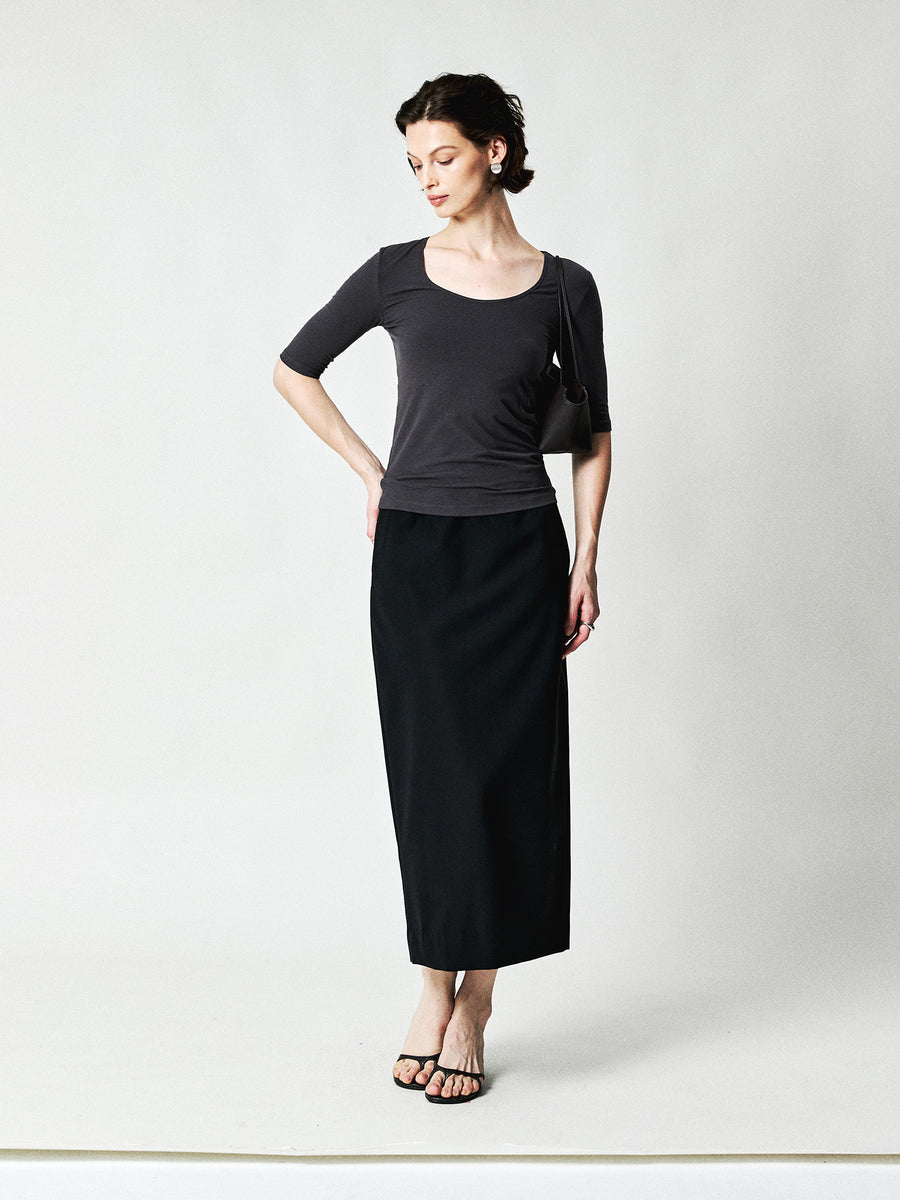 Wool Mulberry Silk Pencil Skirt, view 4