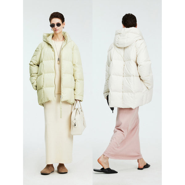 Short Hooded Goose Down Puffer Coat | 90% White Goose Down | Matte Memory Shell | Women Down Coat | MRS Studios