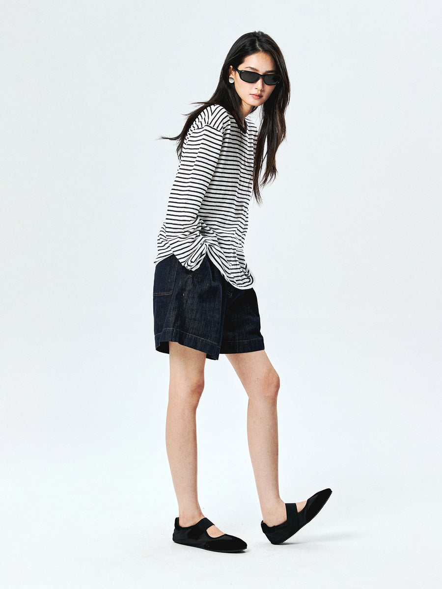 Cotton Denim Shorts, view 6