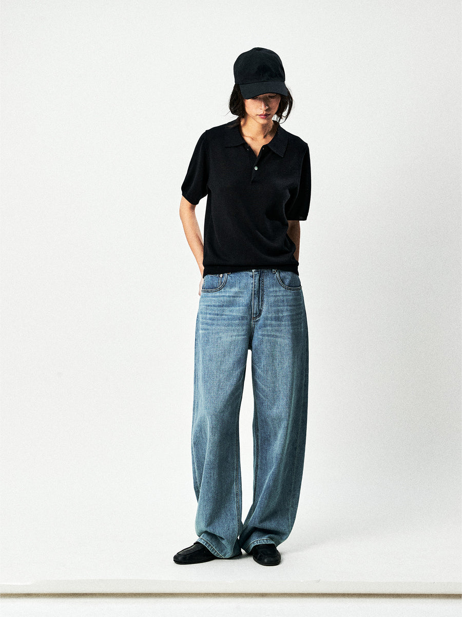 Consinee Lyocell Cashmere Knit Polo, view 4