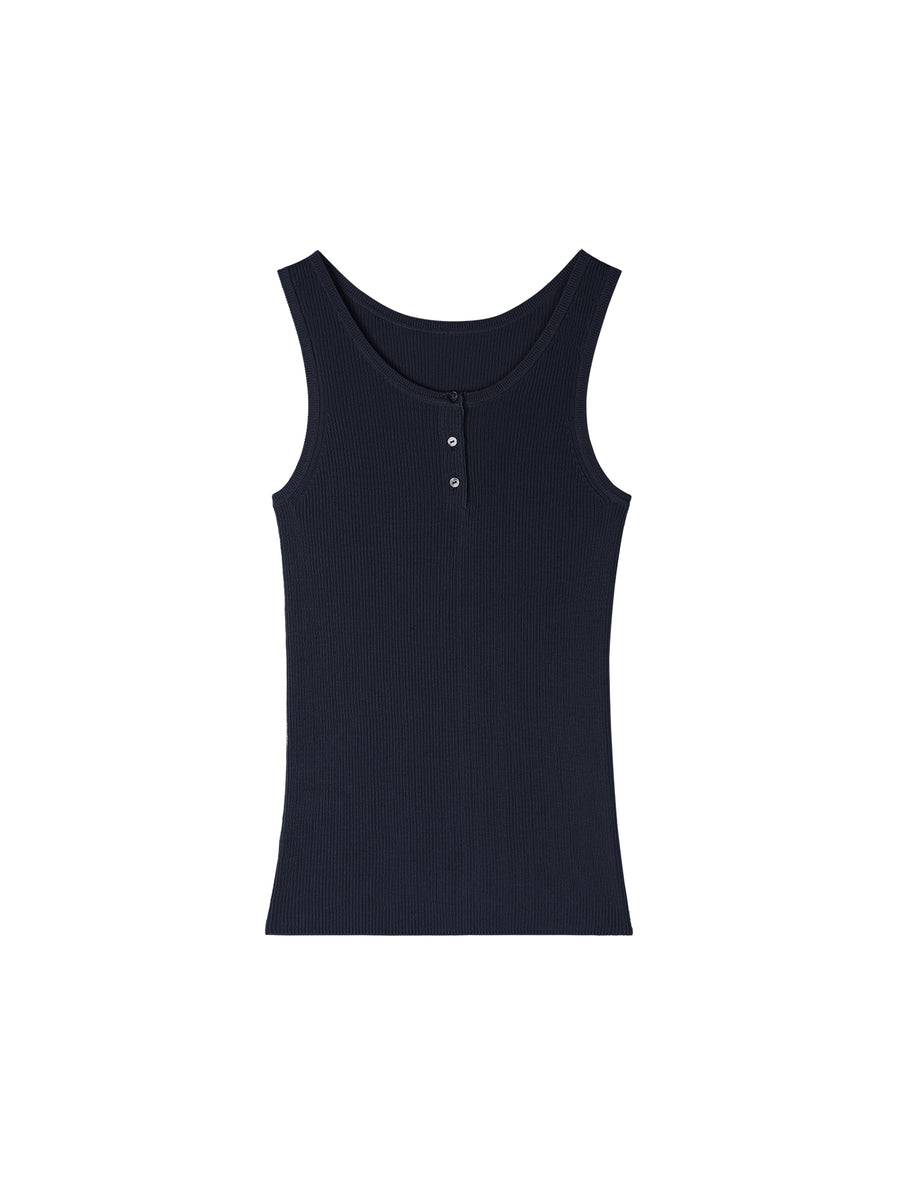 Tencel Cotton Henley Tank, view 3