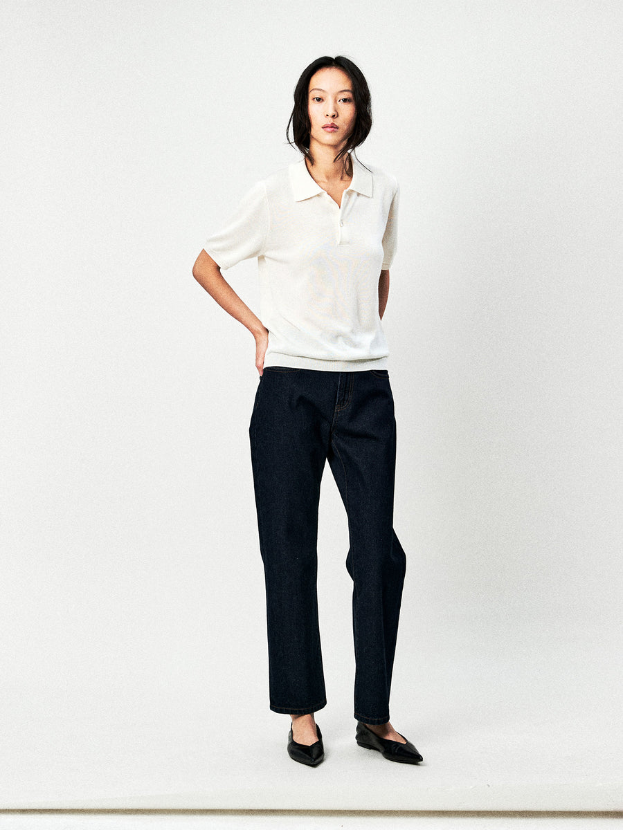 Consinee Lyocell Cashmere Knit Polo, view 5