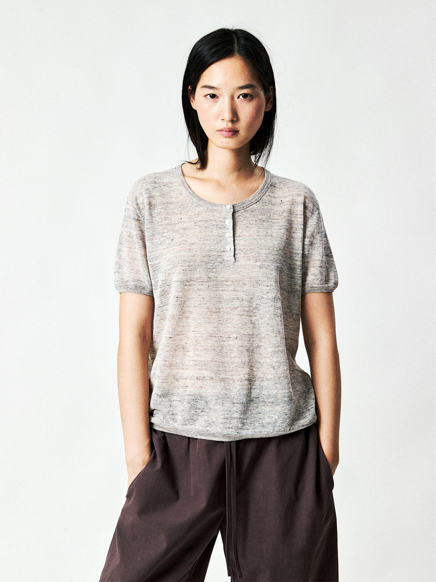 Linen Henley Tee & U-Neck Vest Set, view 8