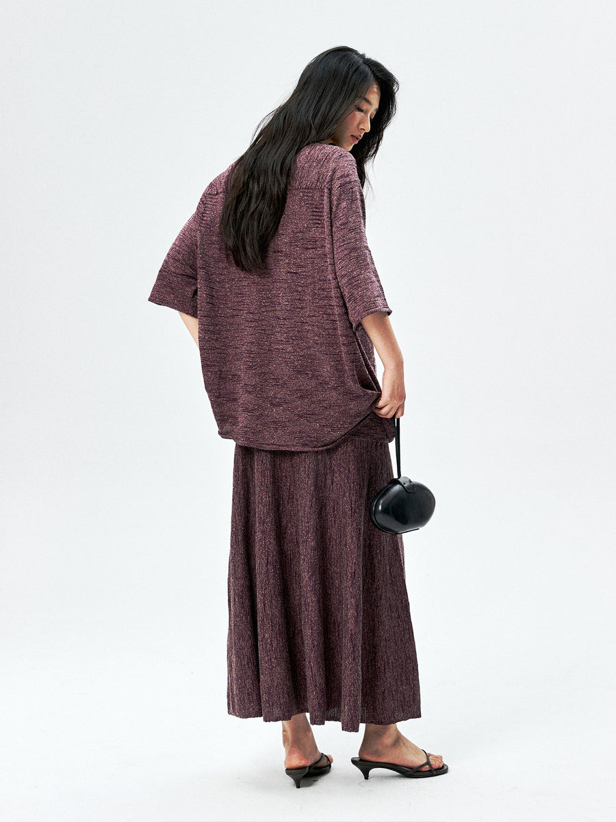 Linen Blend Knit Tee & A-Line Skirt, view 6