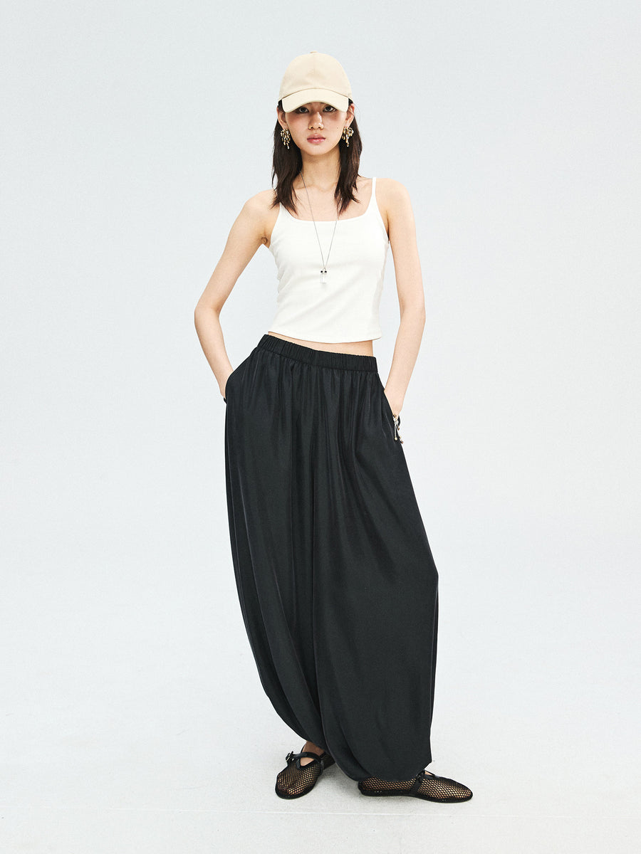 Sandwashed Cupro Lantern Pants, view 3