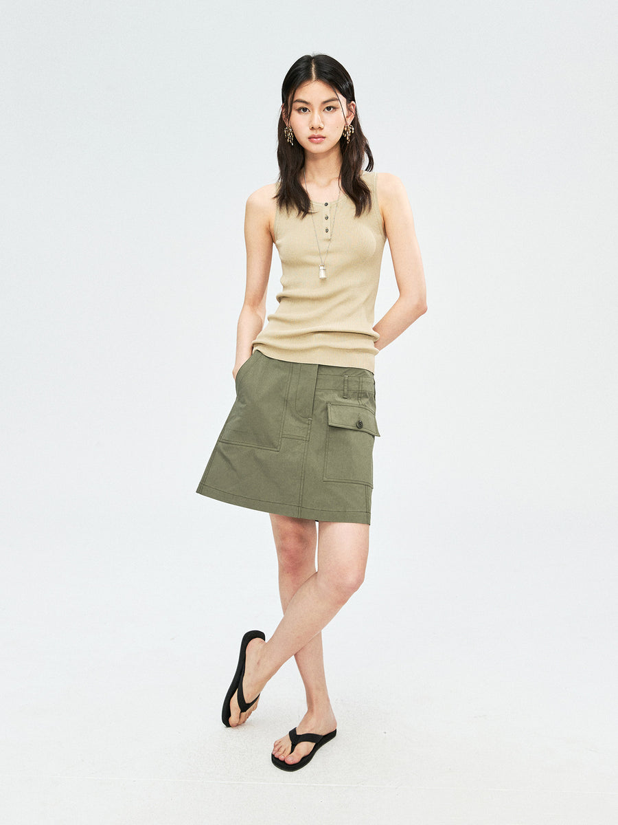 Tencel Cotton Henley Tank, view 7
