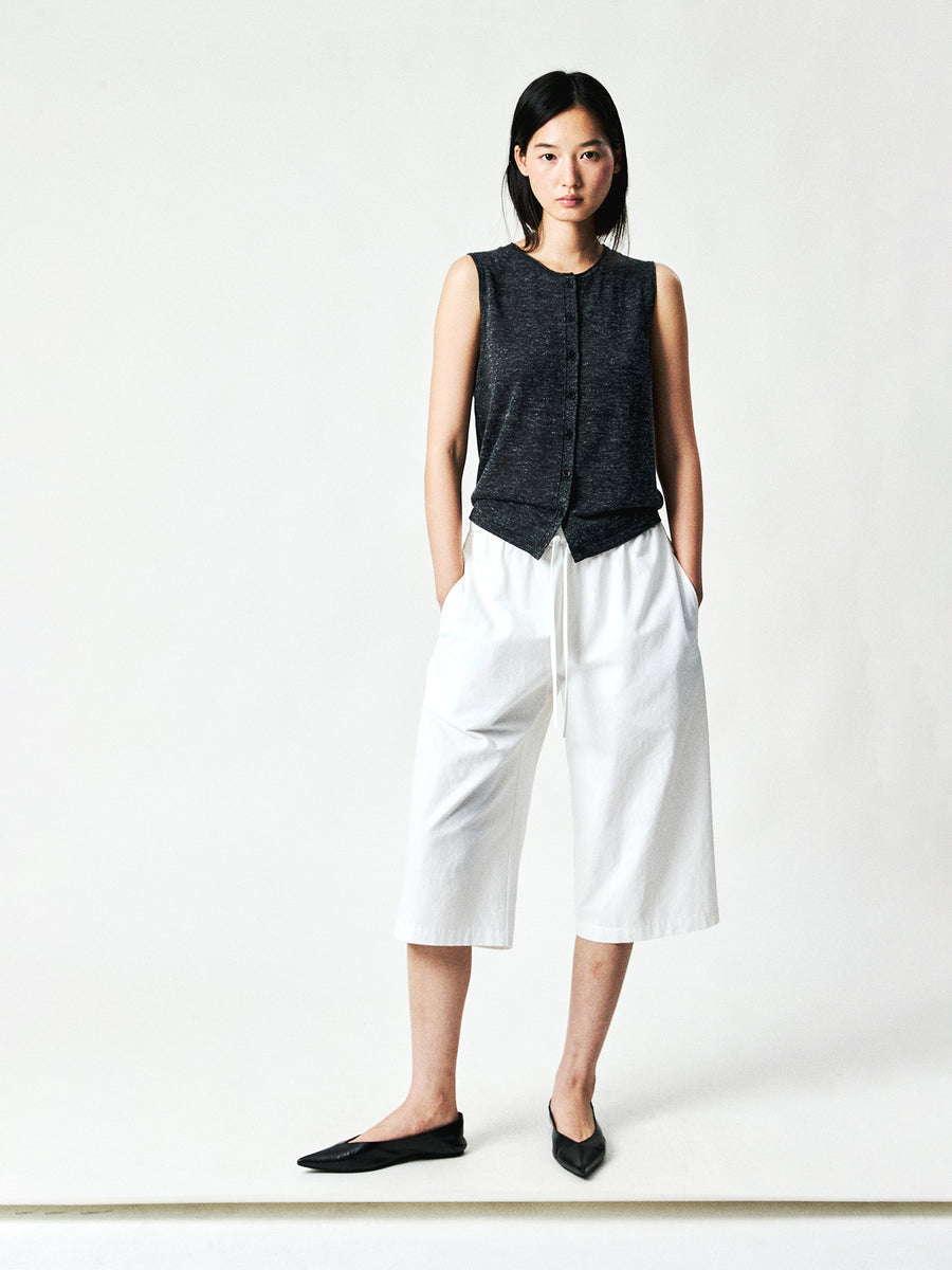 Cotton Hemp Cropped Trousers, view 6