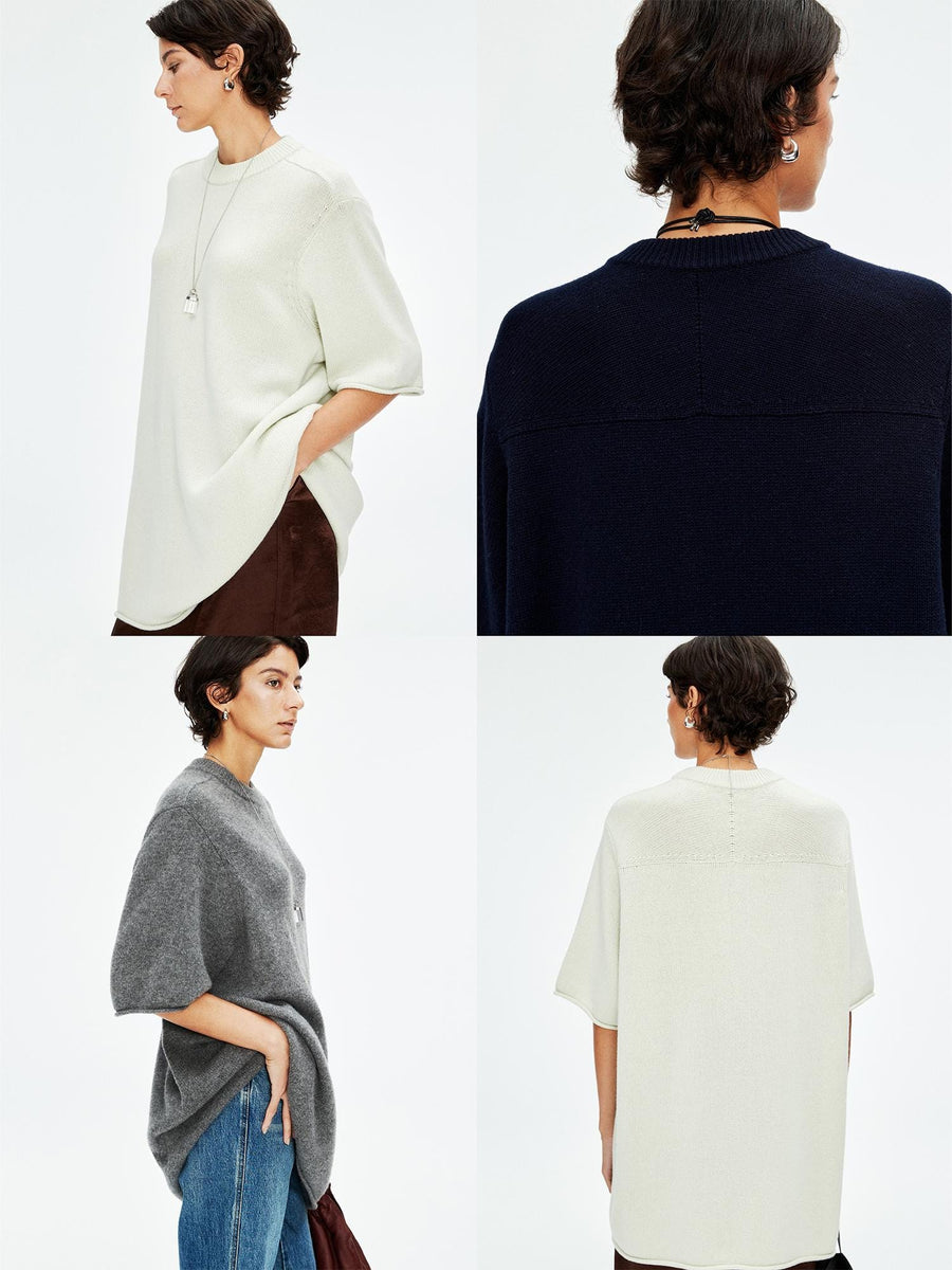 Short-Sleeve Knit Sweater, view 3