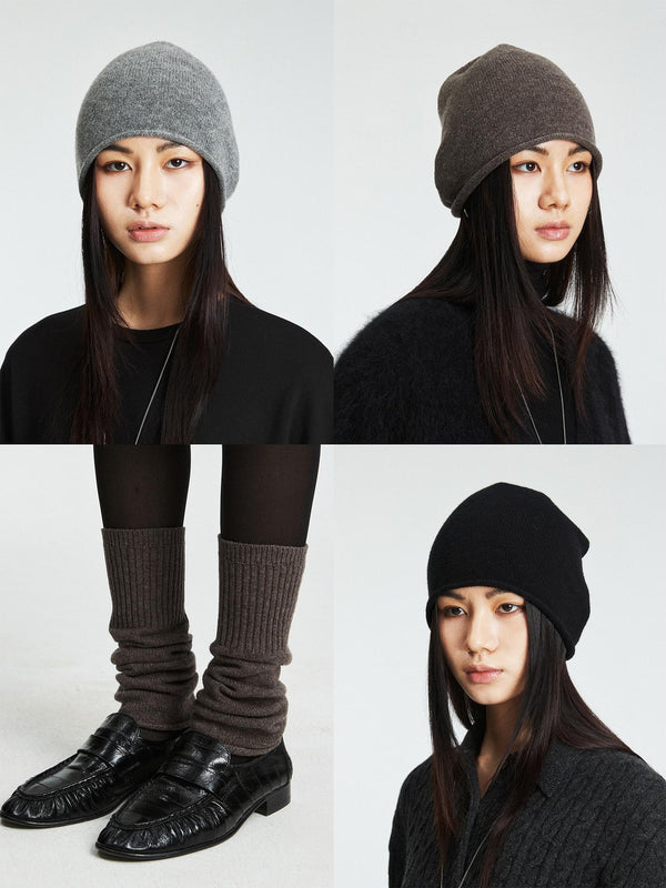 Ribbed Merino Wool Knit Beanie & Leg Warmers | Soft Winter Accessory Set | Classic Cuffed Design | Women Accessories | MRS Studios