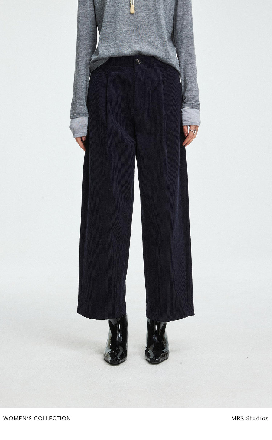 High Waist Cotton Corduroy Trousers, view 2