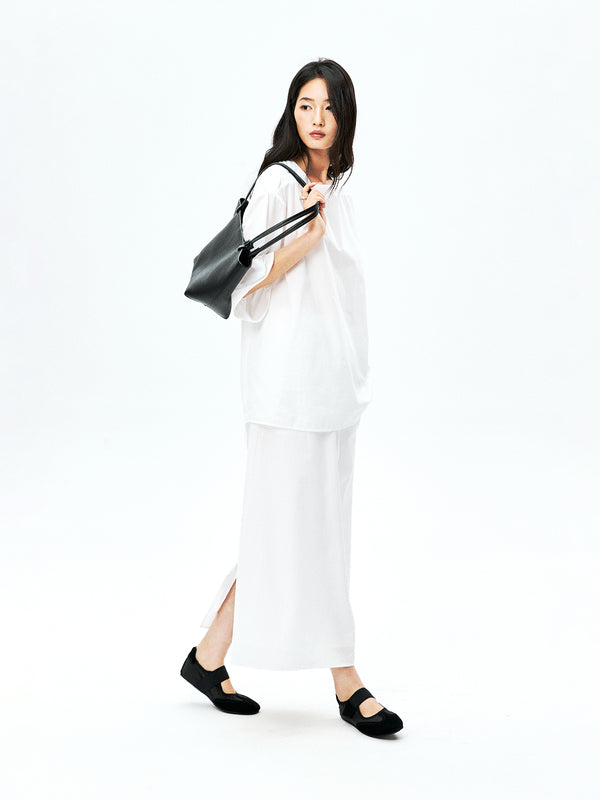 Japanese Cotton Top Pants and Skirt Set | Square Neck Mid-Sleeve | Drawstring Waist | Women Set | MRS Studios