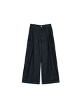 Raw Denim Wide-Leg Jeans | Half-Elastic Waist | Pleated Front | Women Jeans | MRS Studios