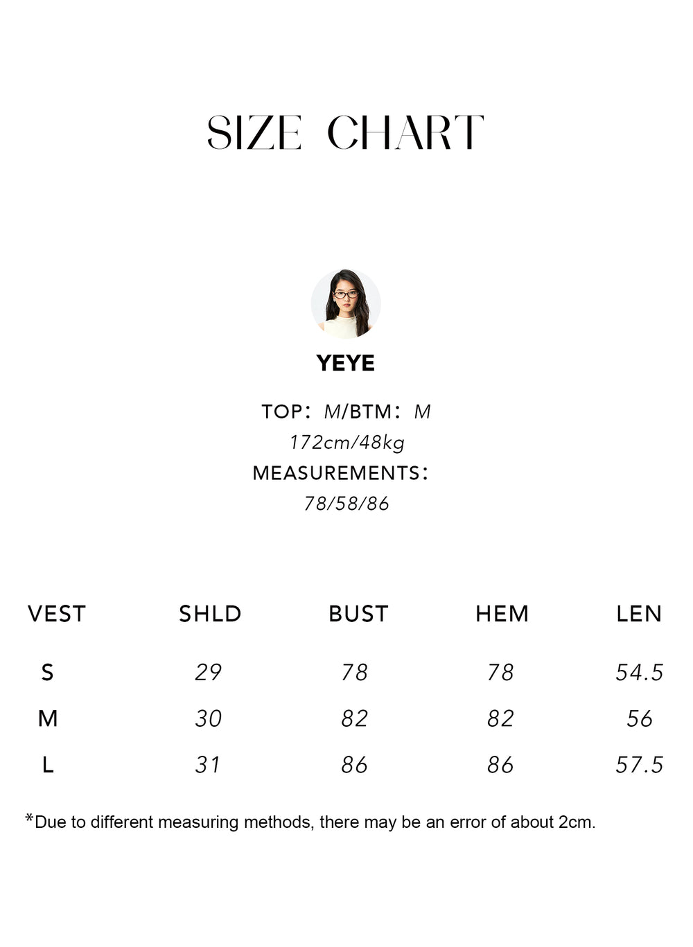 Size chart for Long-Staple Cotton Knit Tank