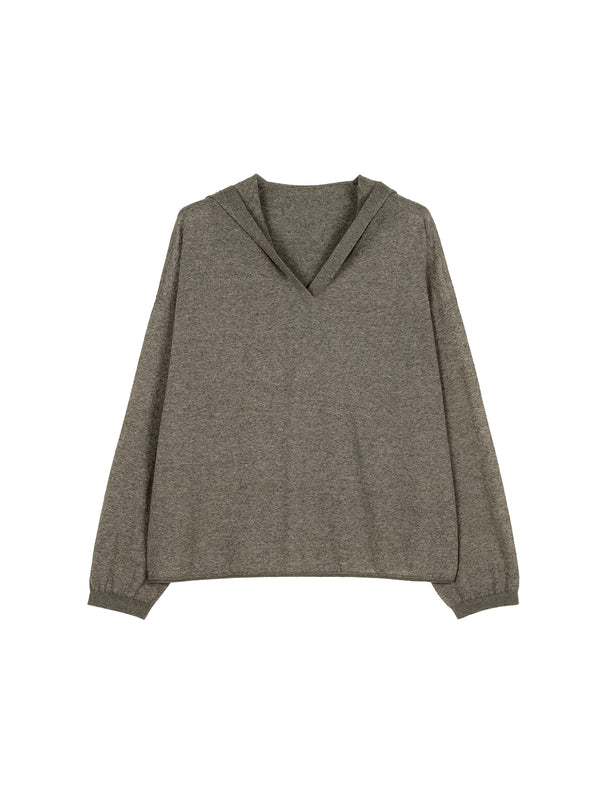 Cotton Hooded Sun-Protection Overshirt | Drop-Shoulder Relaxed Fit | V-Neck Ribbed Cuff | Women Top | MRS Studios