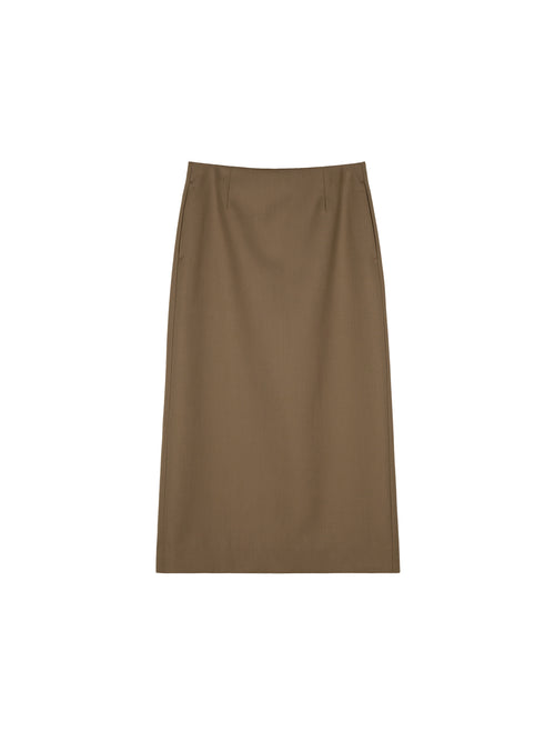 Wool Mulberry Silk Pencil Skirt | High-Waist Straight Cut | Hidden Back Vent | Women Skirt | MRS Studios