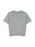 Consinee Lyocell Cashmere Knit Top | Rolled-Edge Funnel Neck | Short Sleeve | Women Knitwear | MRS Studios