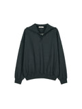 Long-Staple Cotton Loopback Sweatshirt | Ribbed Half-Placket Collar | Drop Shoulder | Women Top | MRS Studios