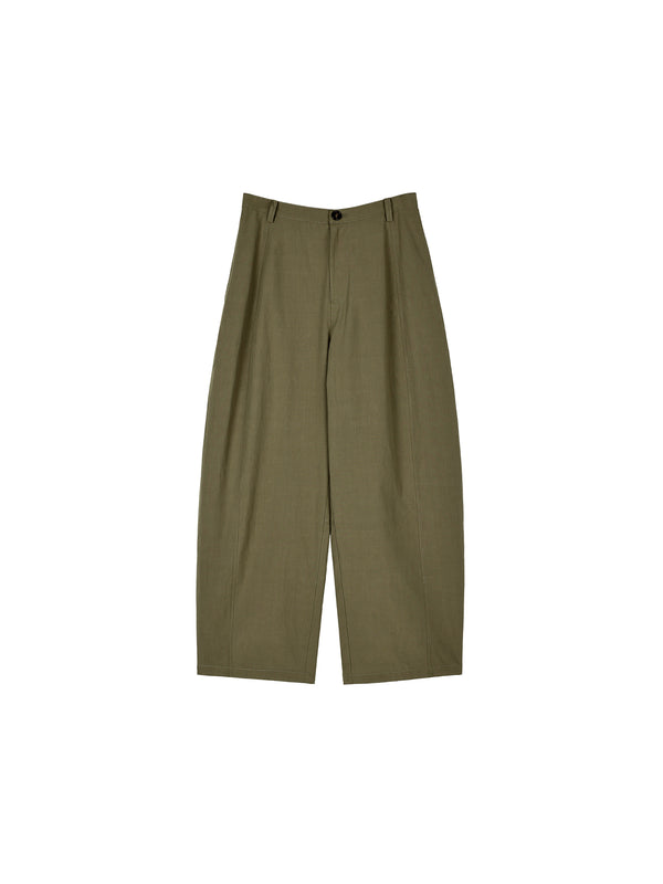 Pima Cotton Cocoon Trousers | Salt-Shrink Crinkle Texture | Vertical Seam Lines | Women Pants | MRS Studios