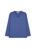 Japanese Combed Cotton V-Neck Long Sleeve Tee | Drop Shoulder | Twin-Needle Hem | Women Top | MRS Studios