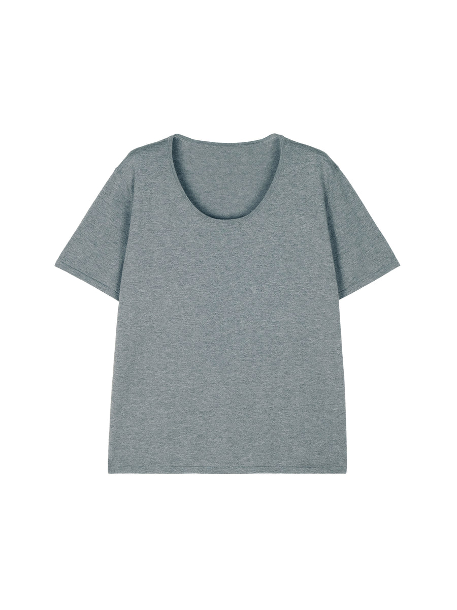 Silk Cotton Knit Short Sleeve Top, view 9