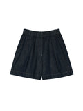 Cotton Denim Shorts | Non-Fade PowerBlue | Elastic Waist A-Line | Women Jeans | MRS Studios