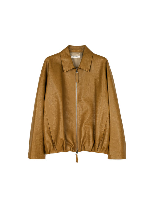 British Lambskin Zip Jacket | Vegetable-Tanned Bubble Leather | Notch Collar | Women Jacket | MRS Studios