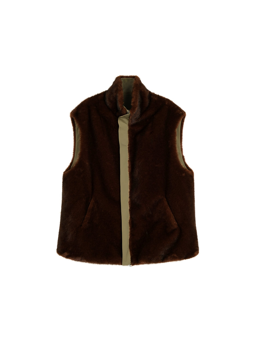 Reversible Faux Fur Utility Vest, view 7