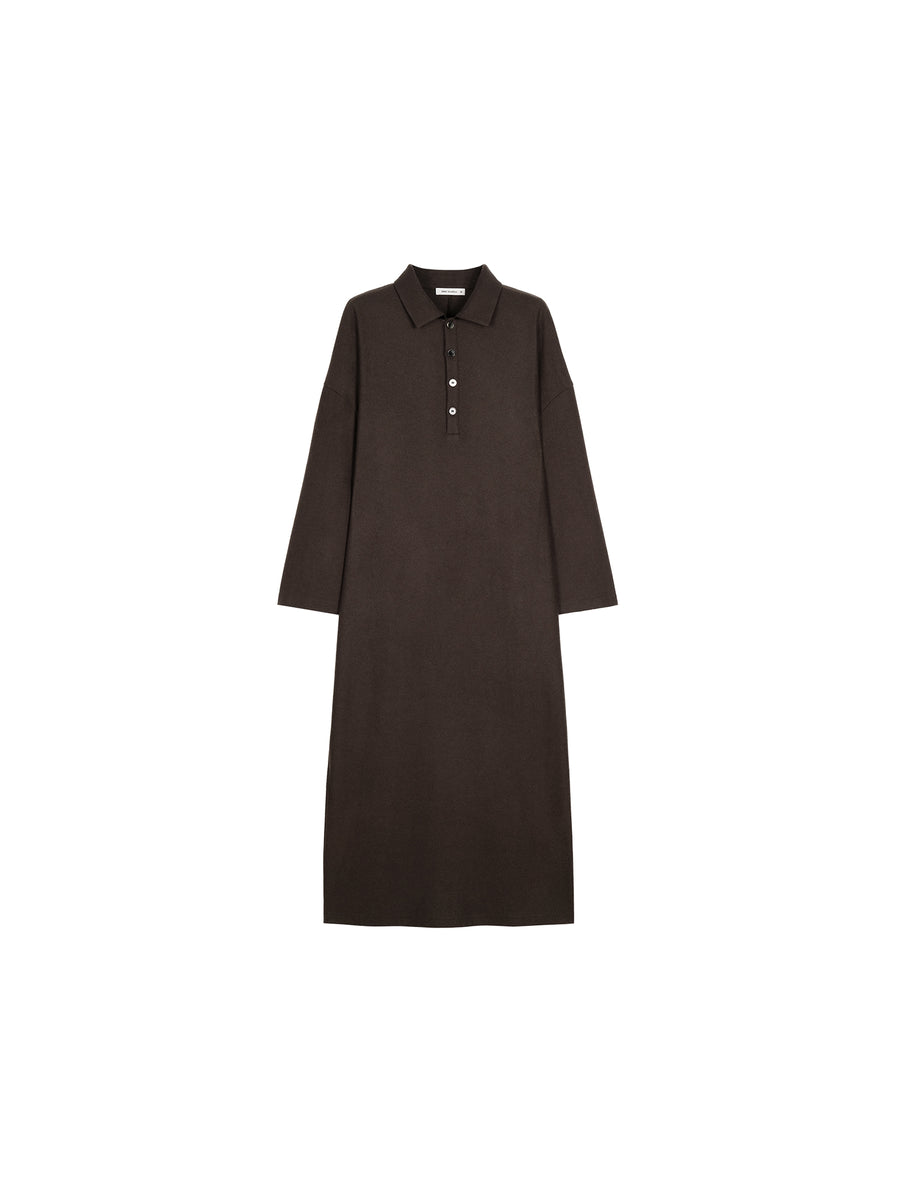 Superfine Merino Knit Polo Maxi Dress, view 7